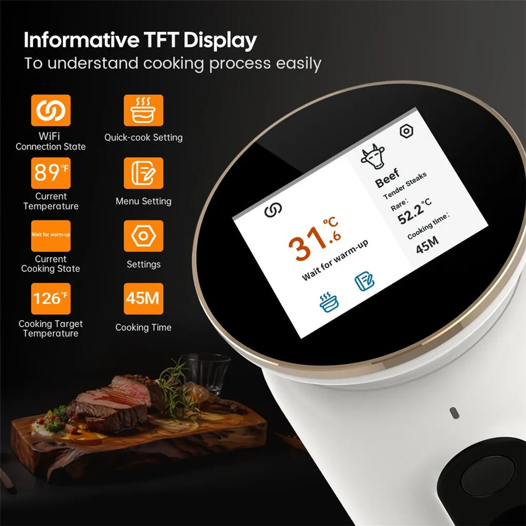 Cuiseur de précision 1000W WiFi avec contrôle via smartphone Android iOS