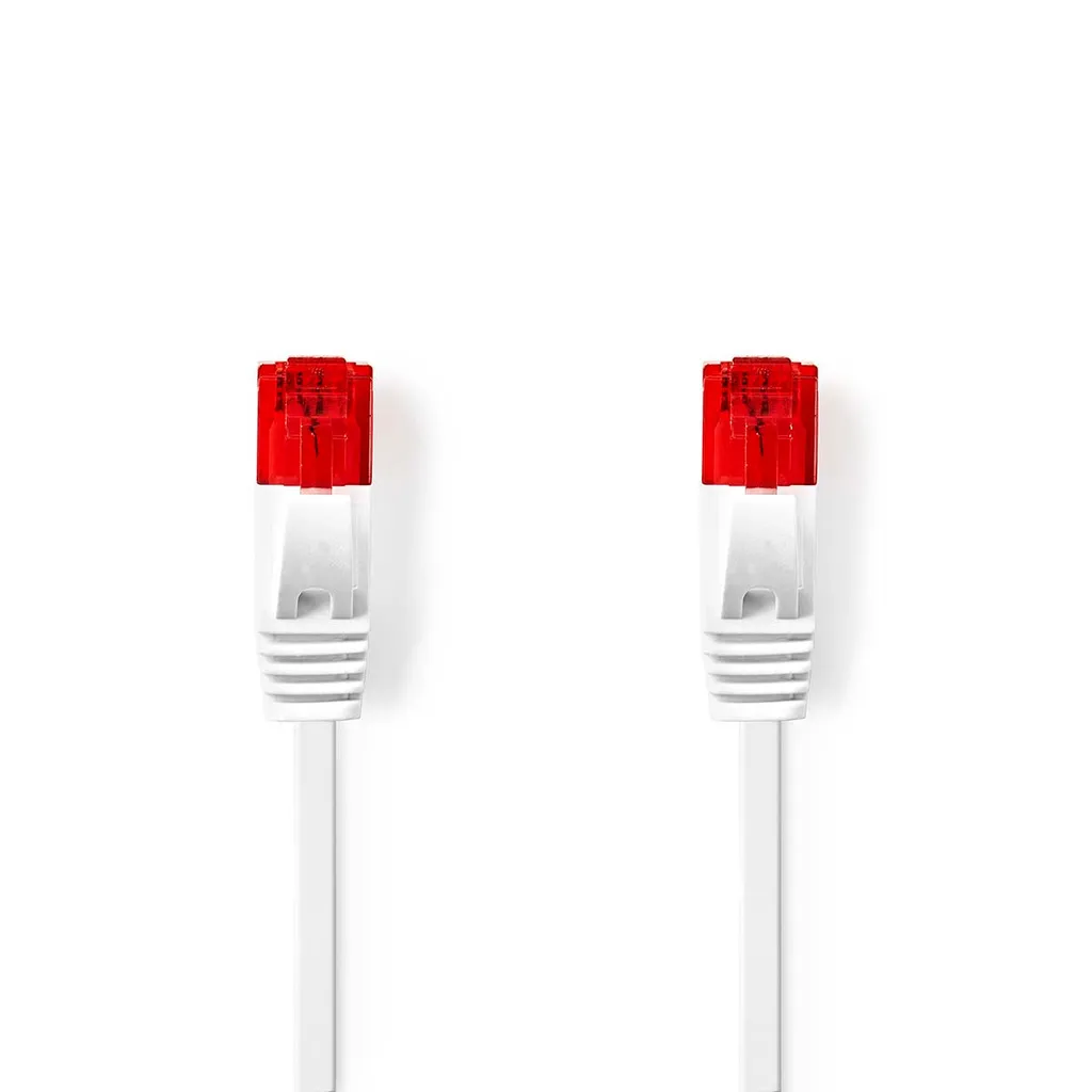 Câble RJ45 10m plat et snagless blanc Nedis U/UTP pour un câblage discret