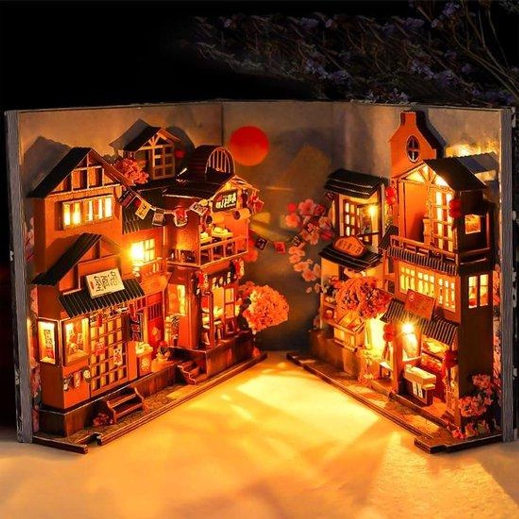 Holzmodell-Kit mit LED-Beleuchtung - Miniatur-3D-Spiel - Bastel-Set für Erwachsene