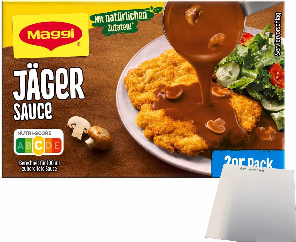 Maggi Delikatess Doppelpack Jägersoße für 2x250ml (56g Packung) + usy Block