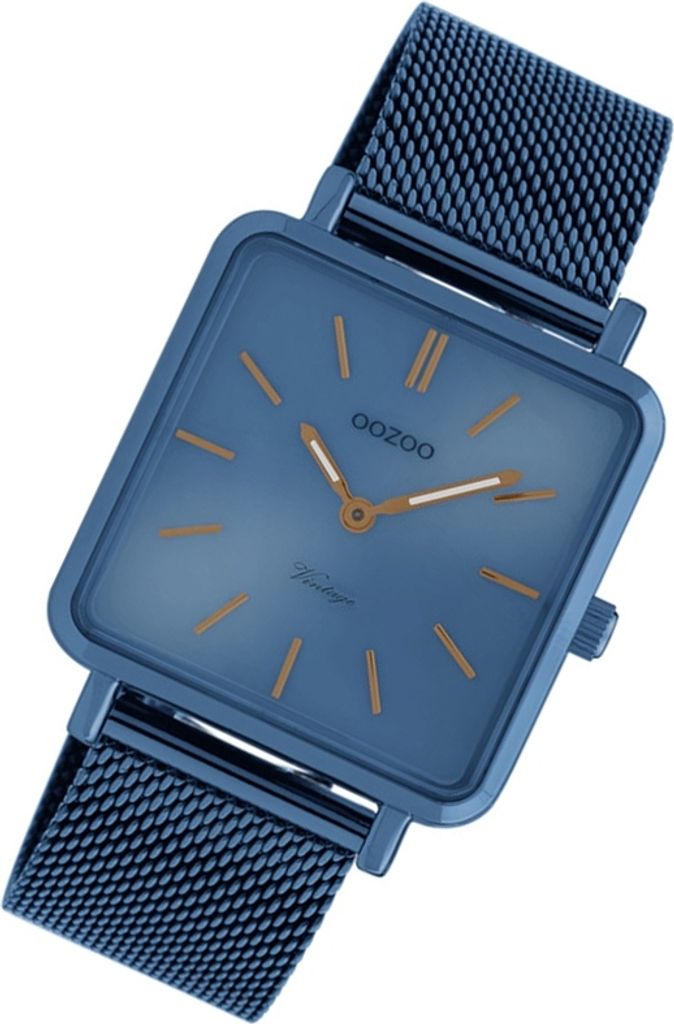 Oozoo Armbanduhr dunkelblau Edelstahl C20012 Vintage Analog-Quarzuhr UOC20012