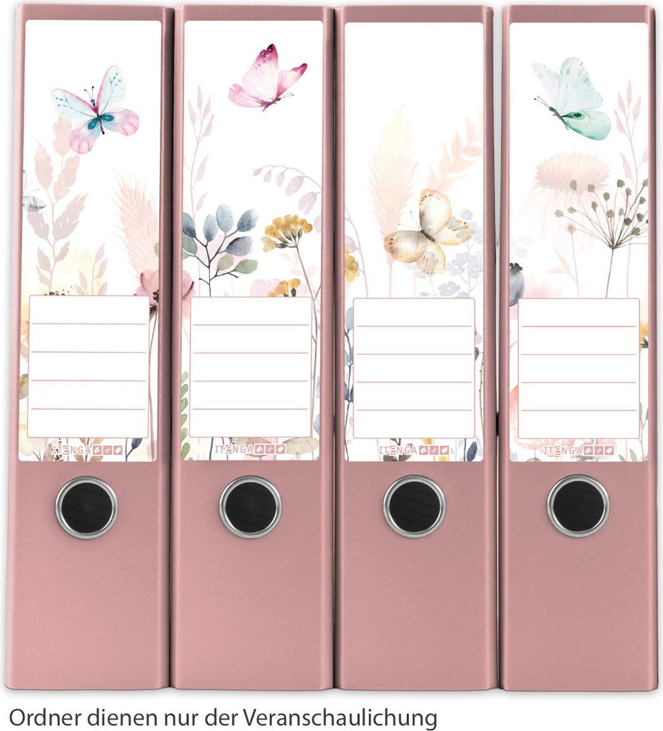 itenga 12er Set Ordneretiketten als Panorama Motiv Schmetterling - breit 6x19cm