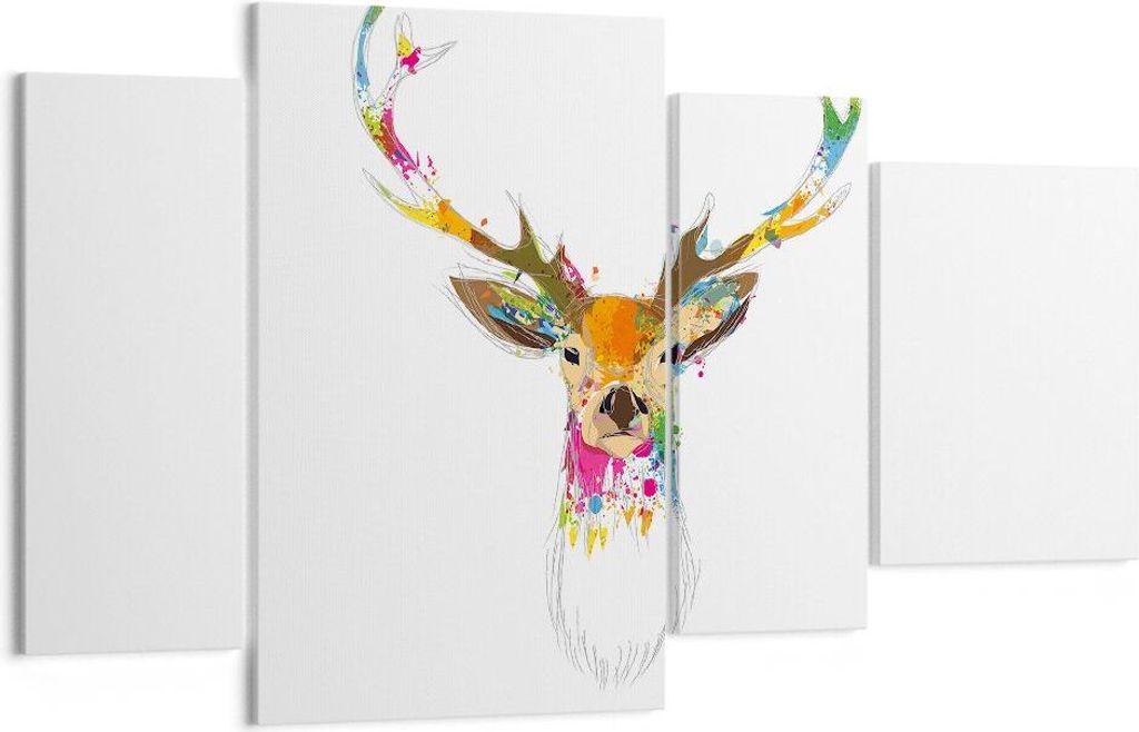Bild auf Leinwand - Leinwandbild - Deer fantasie Graffiti Grafik - 120x70cm - Wand Bild - Wanddeko - Leinwanddruck - Bilder - Kunstdruck - Wanddeko...