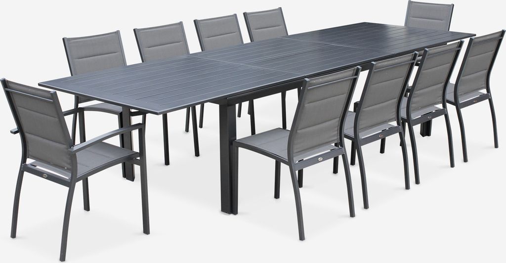 sweeek - Ausziehbare Gartengarnitur - Odenton - 235/335 cm - Anthrazit