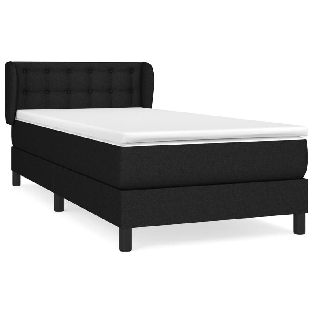 vidaXL Boxspringbett mit Matratze Schwarz 80x200 cm Stoff
