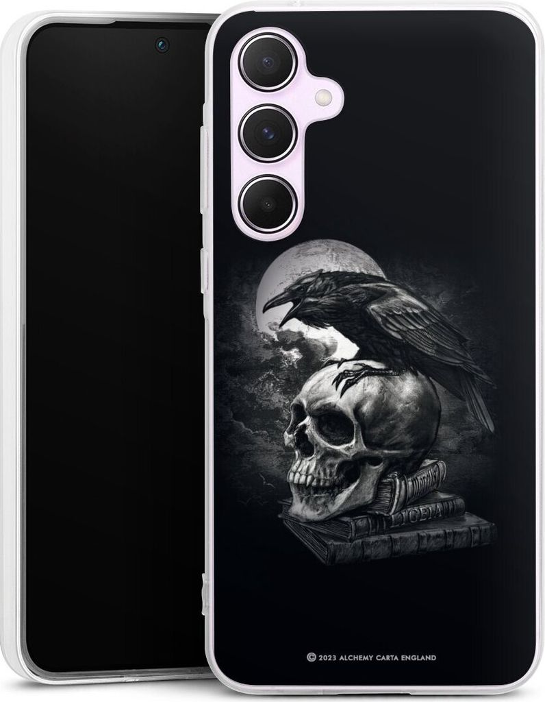 DeinDesign Handyhülle für Samsung Galaxy A55 5G Silikon Hülle Case Smartphone Schutzhülle Rabe Schädel Totenköpfe