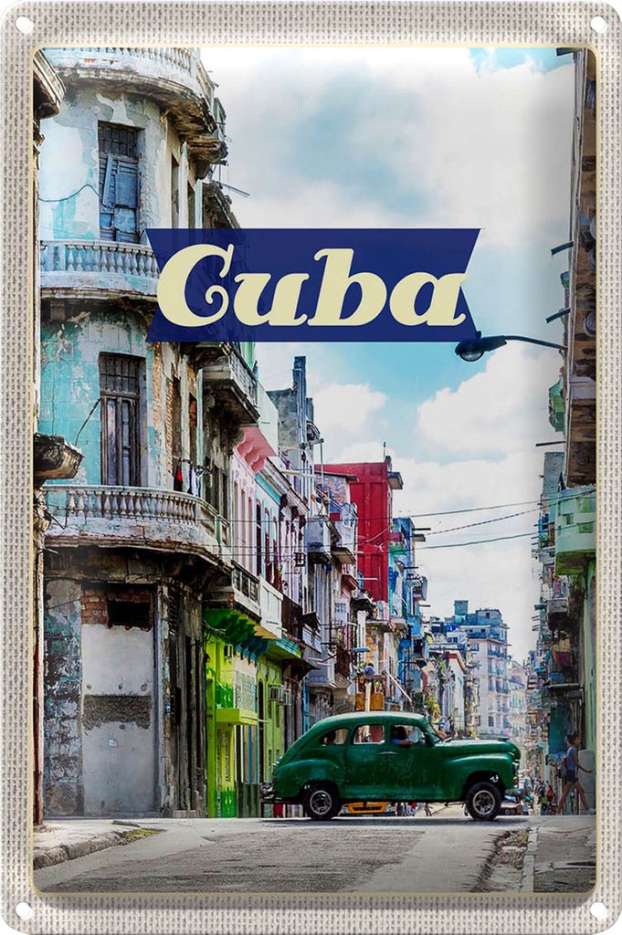 Blechschild Reise 20x30cm Cuba Karibik Gemälde Urlaub