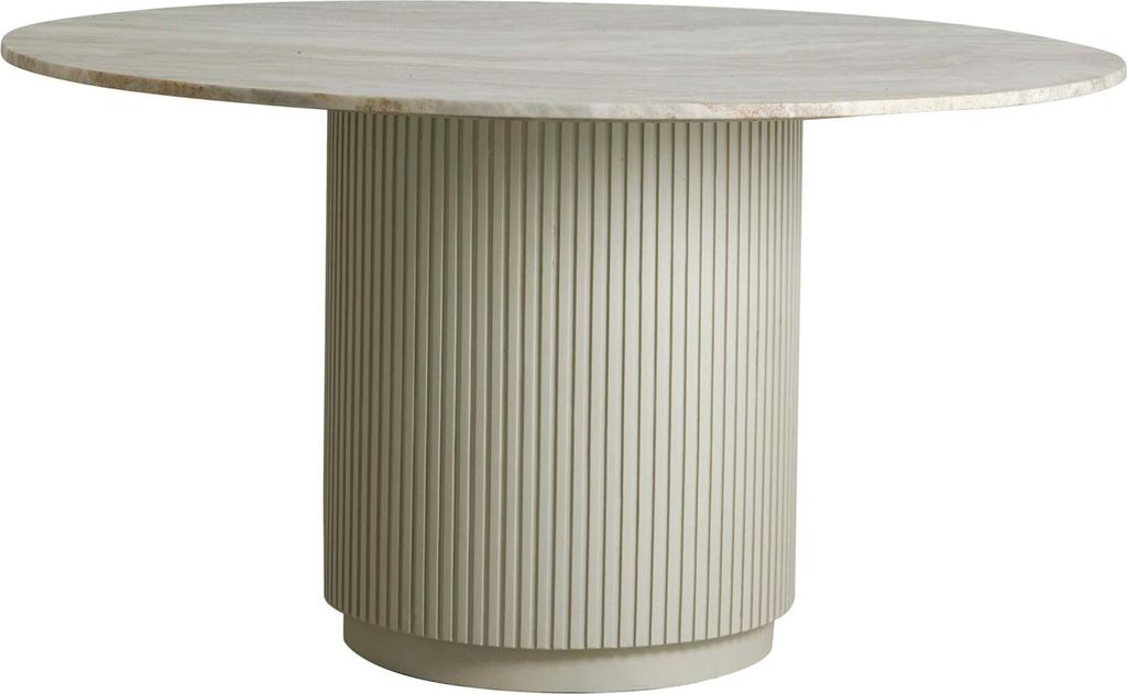 FURNLUX Esstisch Erie Marmor Weiss Und Beige 140cm / Hauptfarbe: Beige / Abmessungen: 140 x 140 x 76 cm