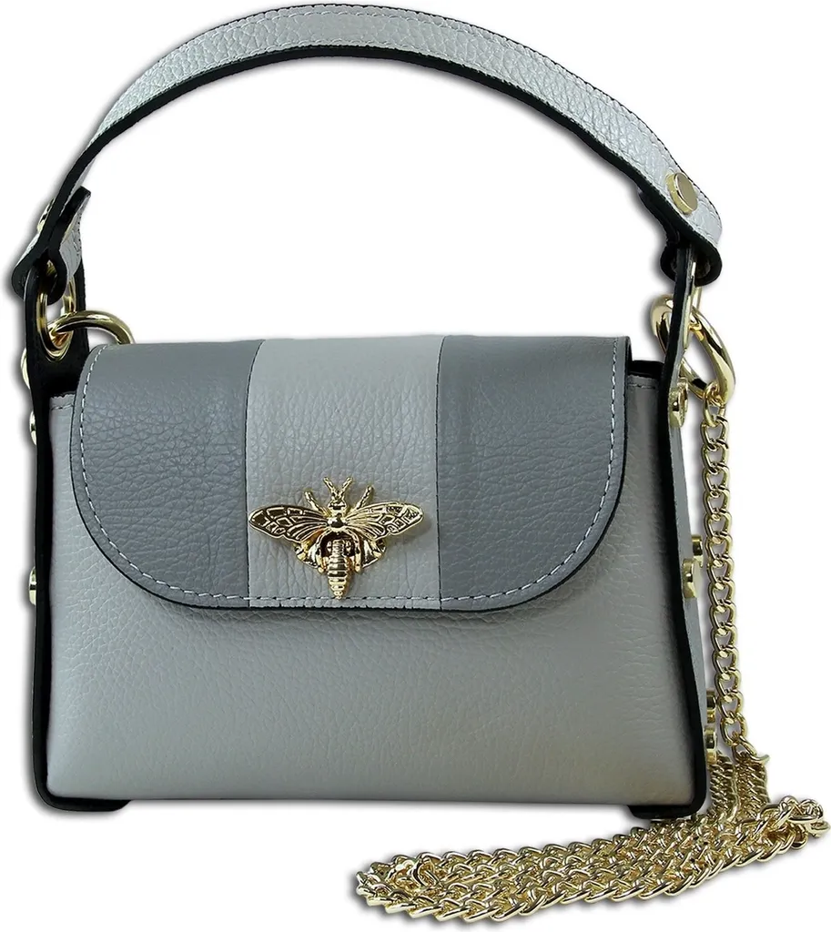 Sac bandoulière Toscanto en cuir véritable gris clair - Modèle luxe