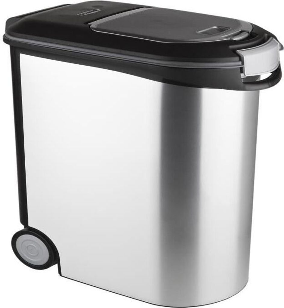 Curver Futterbehälter für Hunde, 12 kg, 35L, Metalloptik, Luftdicht, Weiß