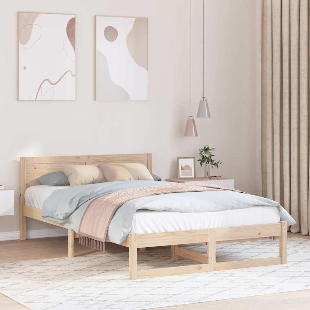 Maison Exclusive - Bettrahmen mit Kopfteil Natur 120 x 190 cm Massives Kiefernholz