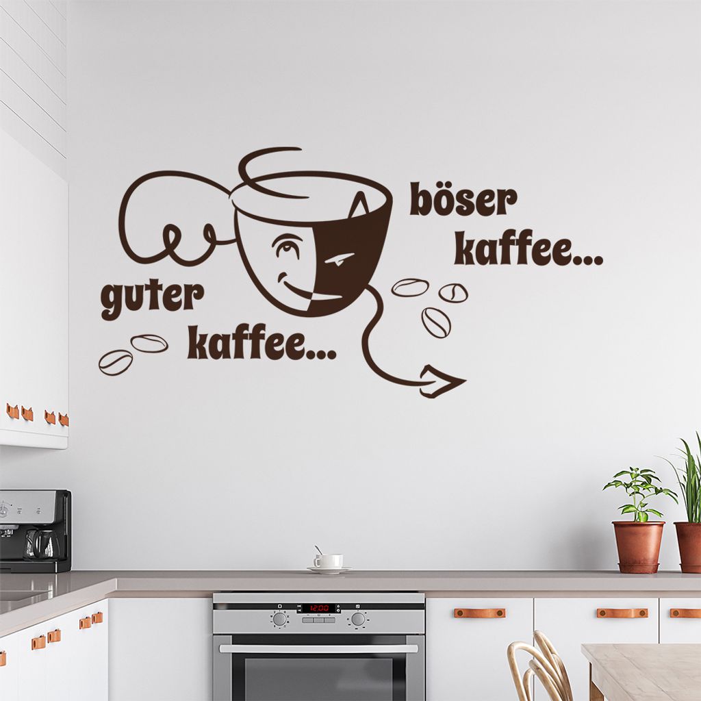 guter Kaffee böser Kaffee Wandtattoo in 6 Größen - Wandaufkleber Wall Sticker - Dekoration, Küche, Wohnzimmer, Schlafzimmer, Badezimmer