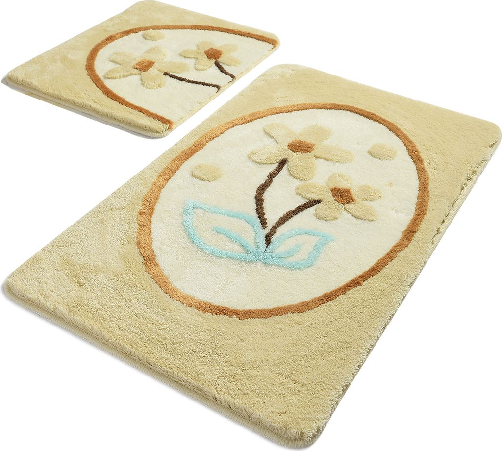Bosdela Badezimmerteppich Set - 60x100 cm + 50x60 cm (2-teilig)Ladure Stone
