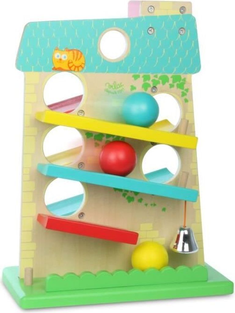 Vilac Holz Kugelhaus Spielzeug mit bunten Illustrationen und Glocke