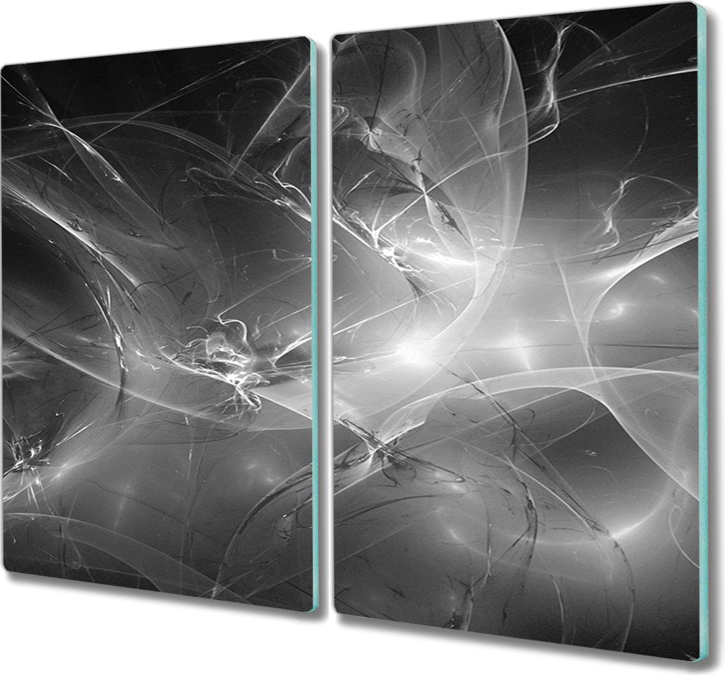 Coloray Hackbrett Herdabdeckplatte 2x30x52 cm Küchenbrett Kochplattenabdeckung Schneidebrett - Schwarz-Weiß-Grafiken