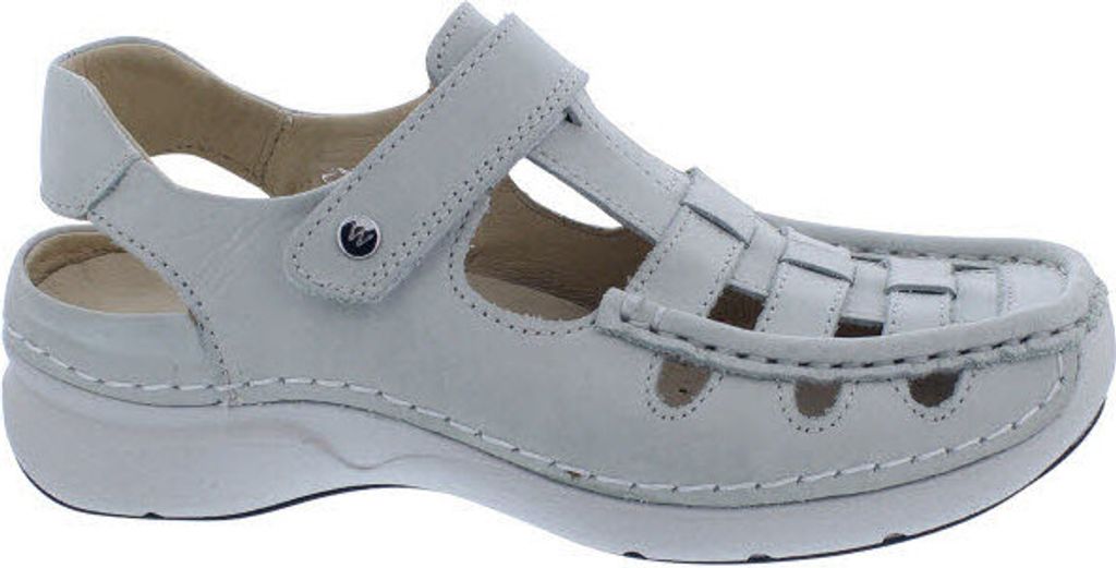 Wolky Halbschuh mit Klettverschluss Rolling Sun 0720436-120, Fantastic Nubukleder, Weiß, Klettverschluss 38