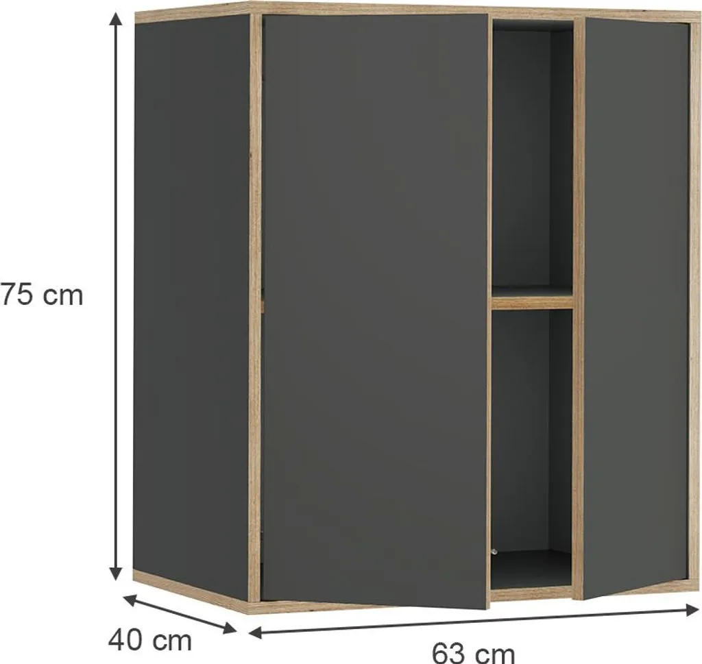 Etagère Design Anthracite Vicco Tetrix 2 Portes et Format Compact - 2