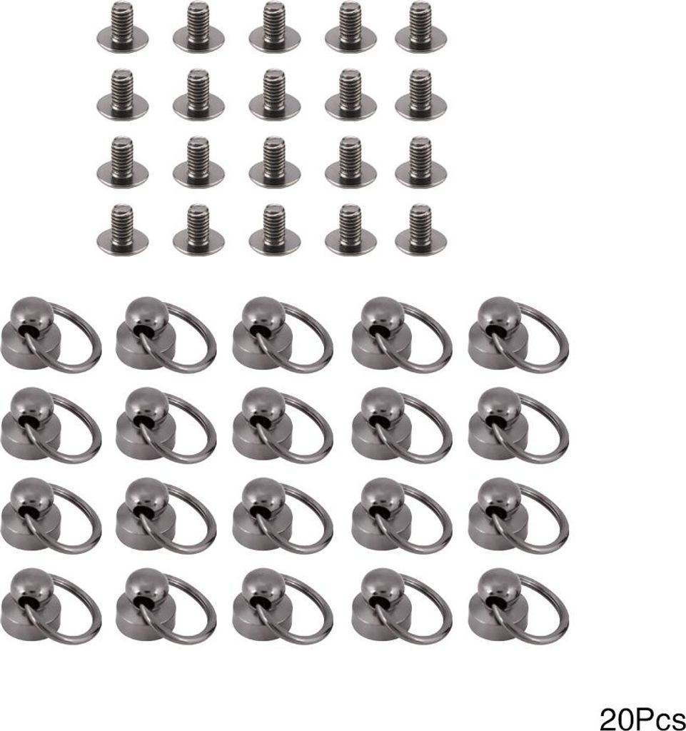 20pcs DIY Leder Handwerk Metall Niete mit Ring Schnalle für Geldbeutel / Handyhülle Dekoration (schwarz)