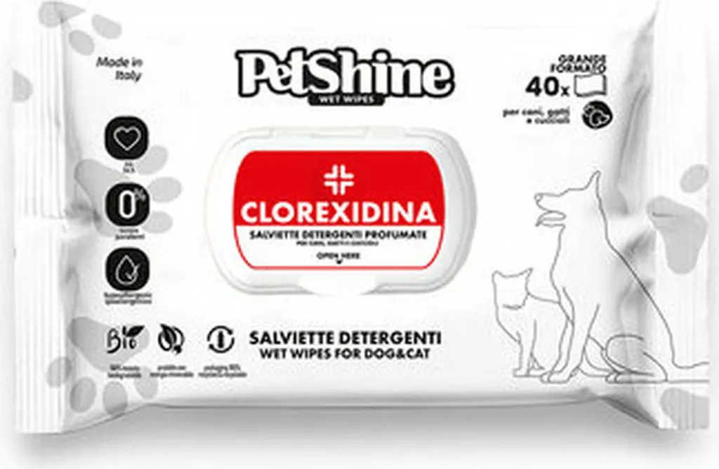 Salviette Detergenti Porrini con Clorexidina 40pz | Pulizia Zampe e Pelo