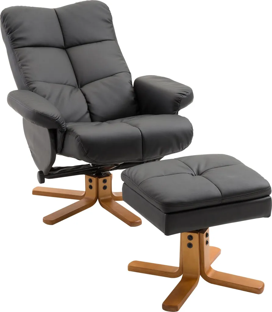 Fauteuil relax inclinable avec repose-pieds et coffre de rangement noir