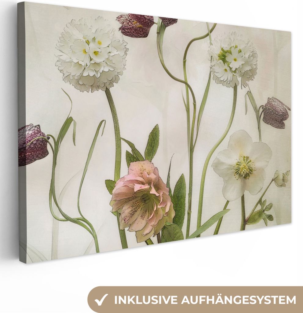 OneMillionCanvasses - Leinwandbilder - 140x90 cm, Blumen - Frühling - Garten - Stilleben, Wandbilder Kunstdruck Wanddekoration - Foto auf Leinwa...