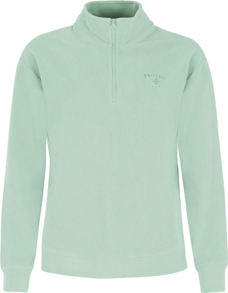 Protest Nappa Fleece - Polaire Vert L Femme avec Demi-Fermeture Éclair