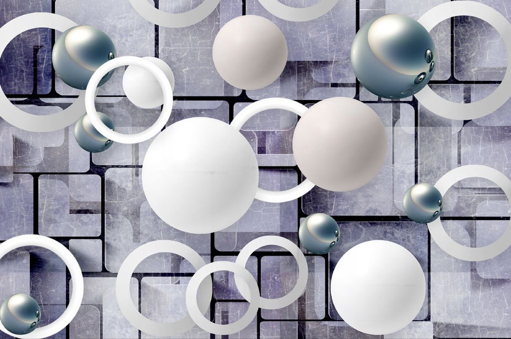 Muralo Fototapete 3D Effekt 416 (B) x 290 (H) cm Vlies Wand Tapete Kugeln Abstraktion 3D Optik Wohnzimmer Schlafzimmer moderne Wandbild