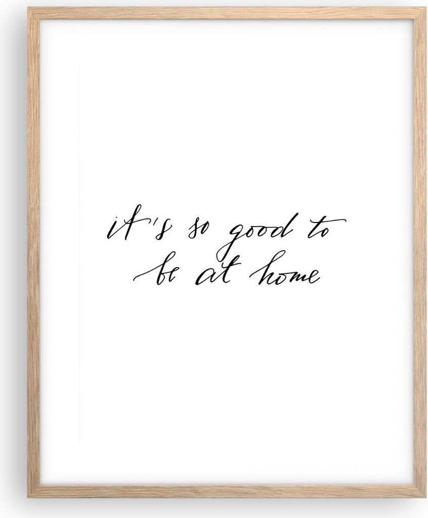 Gerahmtes Poster - Rahmen in heller Eiche - Motto Glück Haus - 40x50 cm - Wand Bild - Wanddeko - Wandbilder - Kunstposter - Wandposter - Bilderrah...