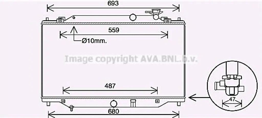 Radiateur moteur AVA MZ2287 anti-surchauffe équivalent SH1215200