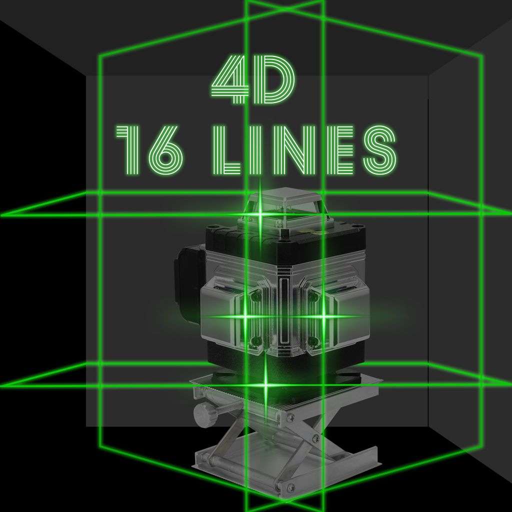 4D 16řádkový laserový vodováha Zelený 360º otočný Obrázek produktu 11