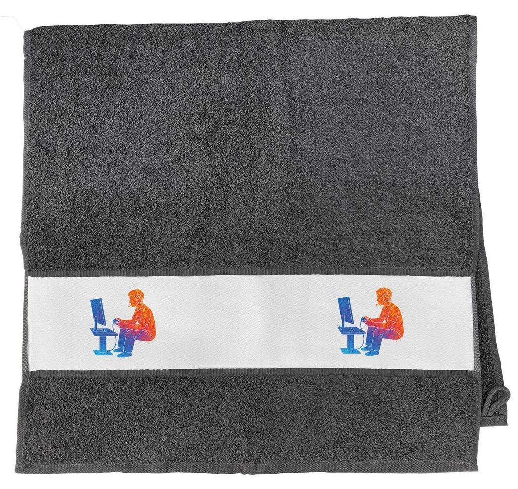 Huuraa Handtuch Gaming bunte Silhouette 50x100cm Graphite Baumwolle Handtuch Geschenkidee