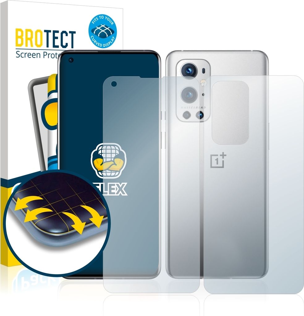 2x BROTECT Fullscreen Schutzfolie für OnePlus 9 Pro (Display+Rückseite) Displayschutz Folie Fullcover Klar Transparent