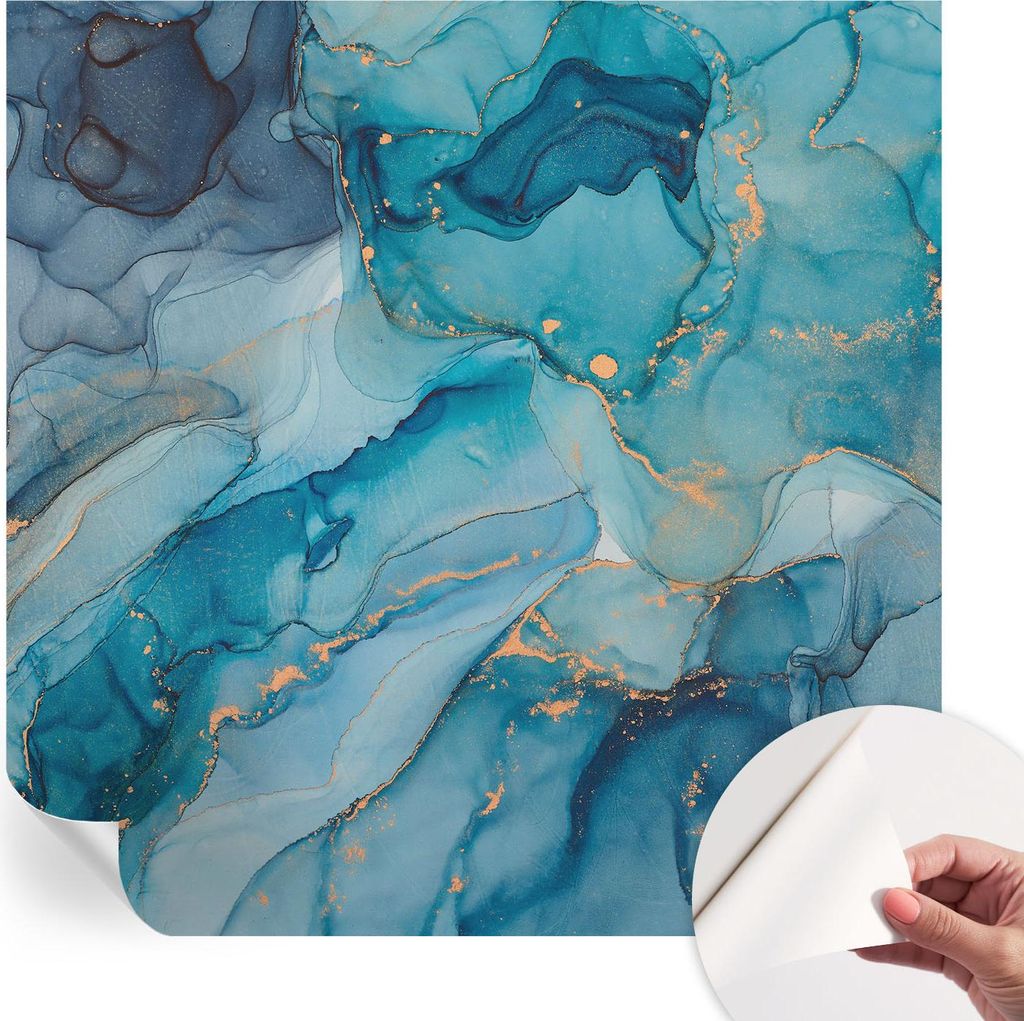 Selbstklebende Wandtapete - Dekorative Tapete für Wohnzimmer - Klebefolie für Wandbilder - Tapetenfolie für Wanddekoration - 250x250 cm - Blaue ...