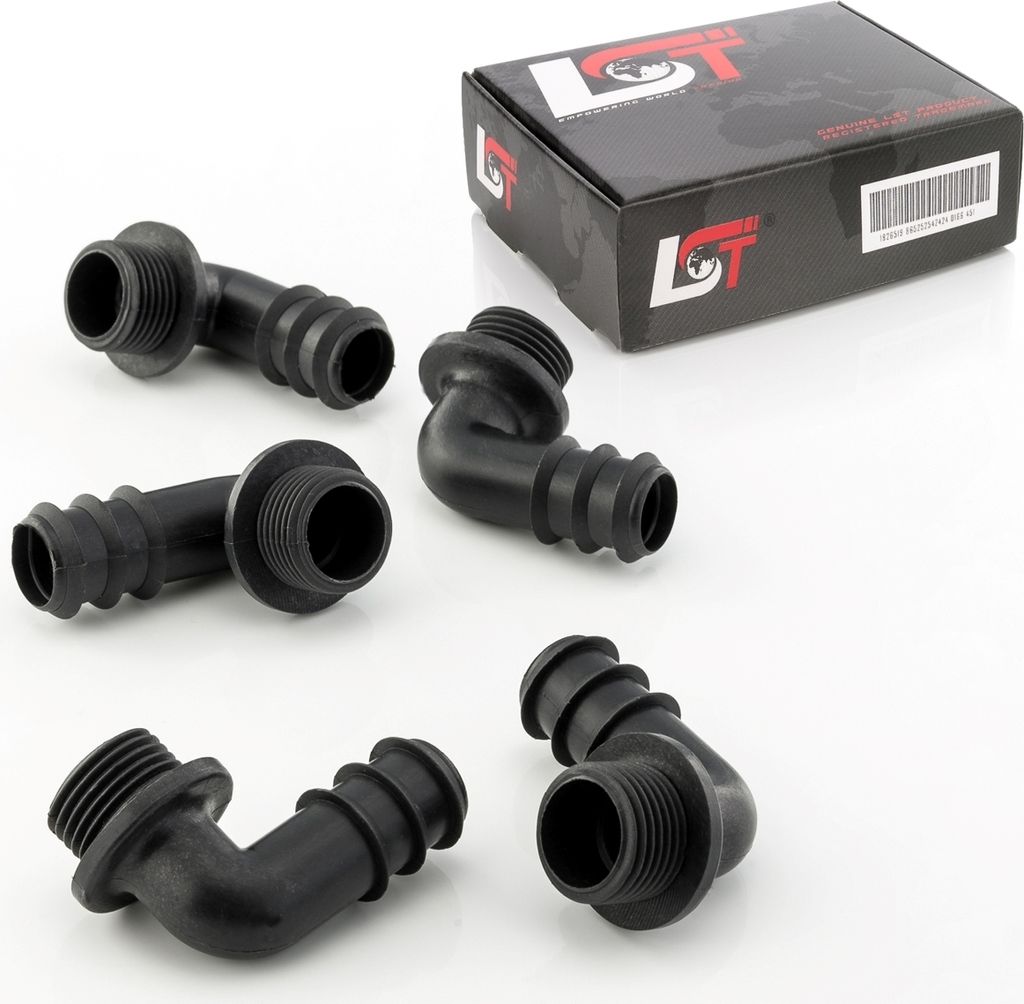 5x Verbinder L-Stück 90° Winkel 20x1/2" Reduzierstück Bewässerungssystem PE-Rohr