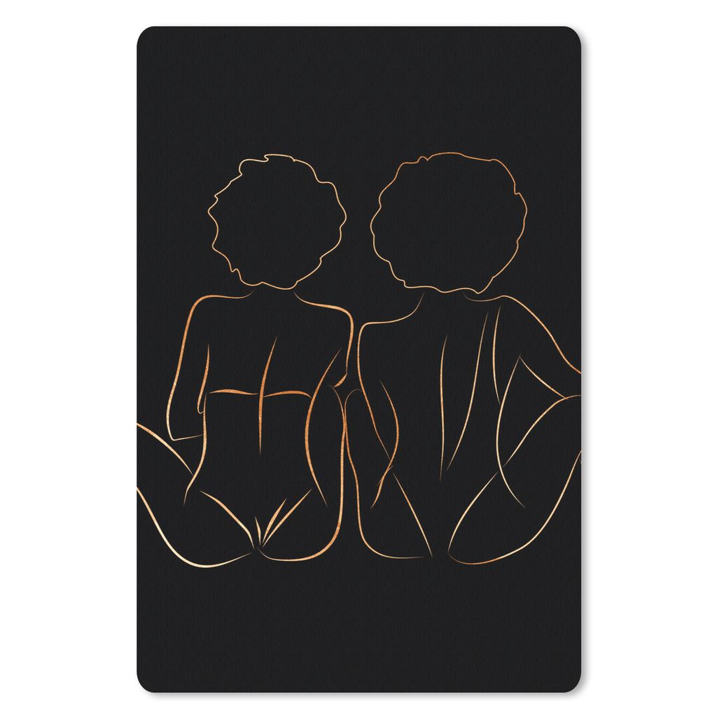 MuchoWow Mauspad Mousepad Frauen - Linienkunst - Schwarz und Gold 18x27 cm - Mousepads - Maus Mat - Pad - Mausunterlage