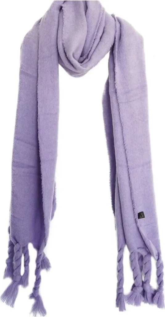 Accogliente sciarpa con frange - sciarpa monocolore da donna, 50 x 200 cm Viola