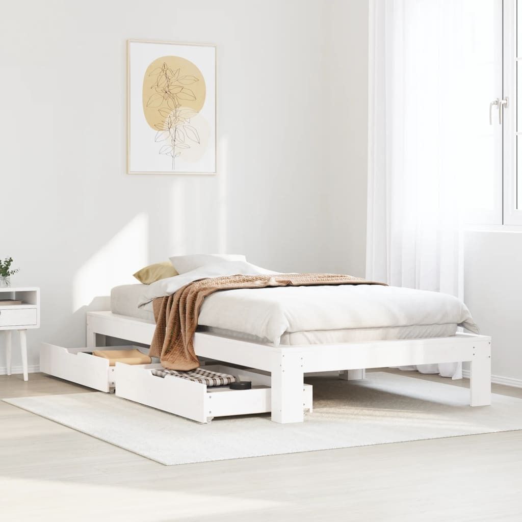 Maison Exclusive - Massivholzbett ohne Matratze Weiß 90x200 cm Kiefernholz