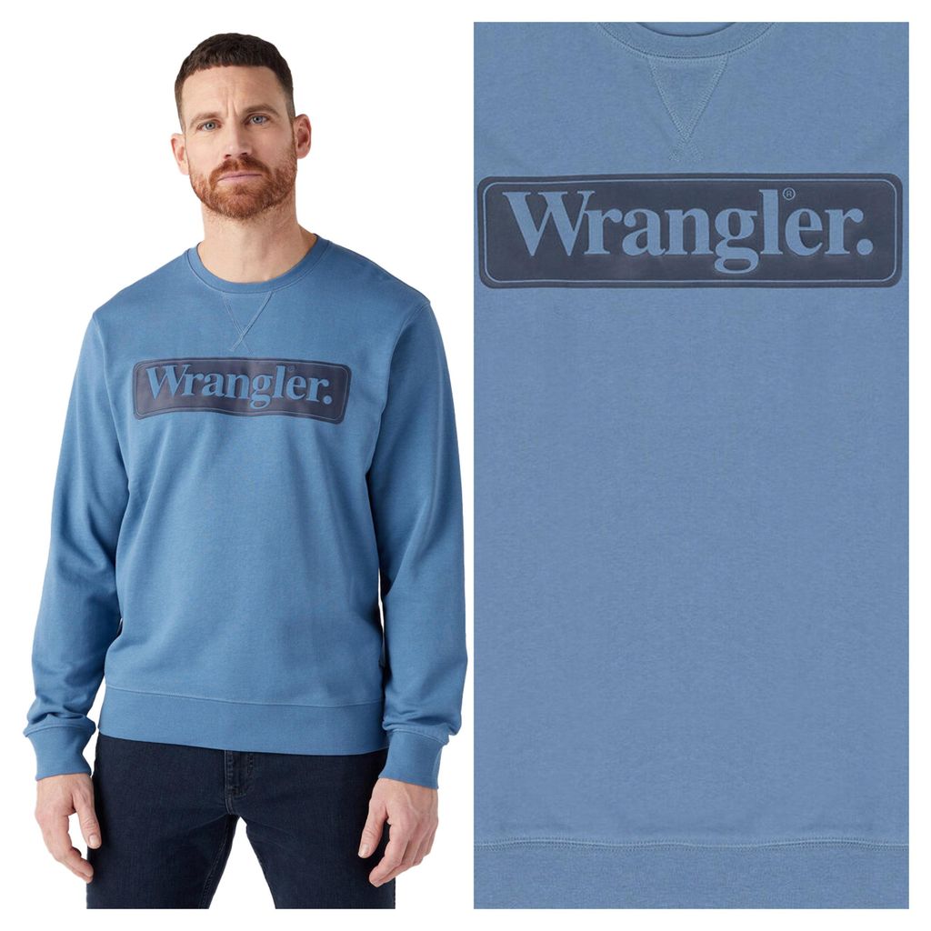 WRANGLER Herren, Sweatshirt SEASONAL CREW, XXL, Blau, ralph, lauren, pullover
