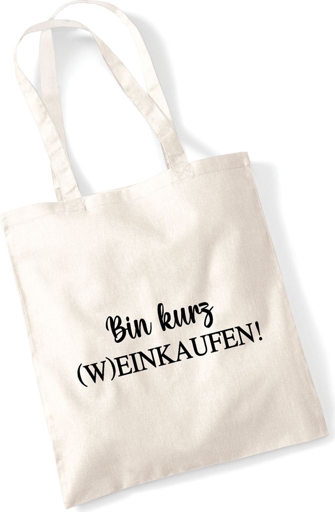 Huuraa Jutebeutel Bin kurz (W)Einkaufen Schriftzug 10 Liter Natural Baumwolle Tasche Geschenkidee