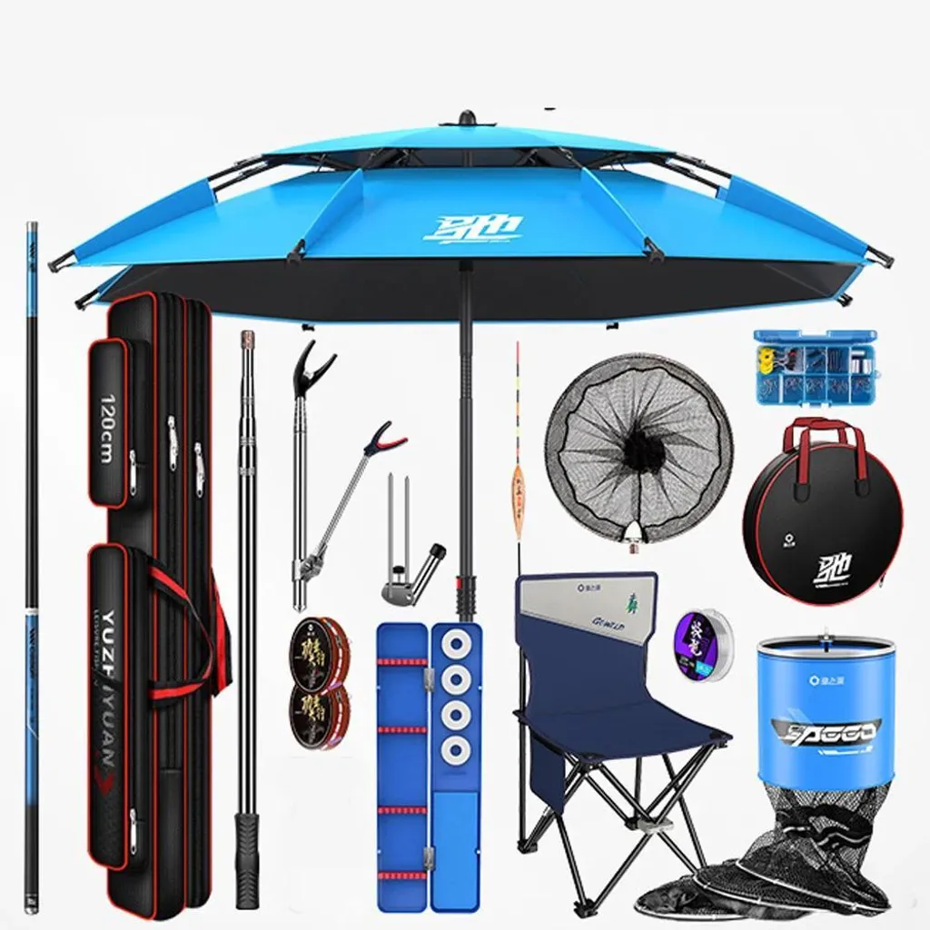 Canne à Pêche Télescopique 1,3 M Portable – Kit Complet Avec Moulinet, Leurres Et Sac, Pour Enfants Et Débutants, Couleurs Marines