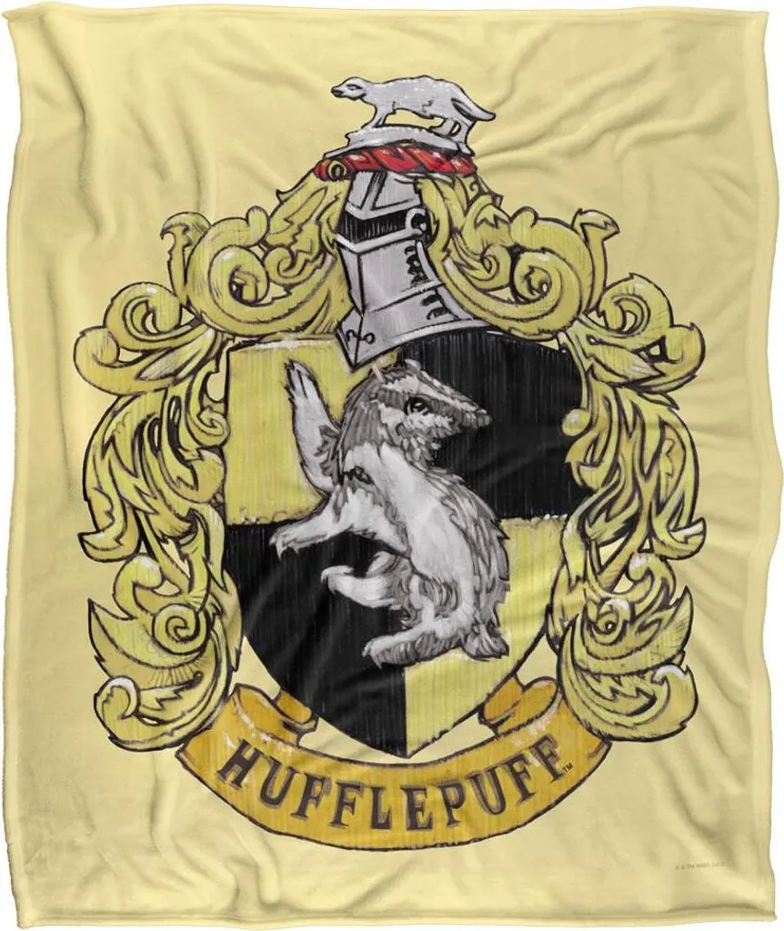 Plaid Harry Potter Poufsouffle Couverture Douce avec Blason Cousu TV18537