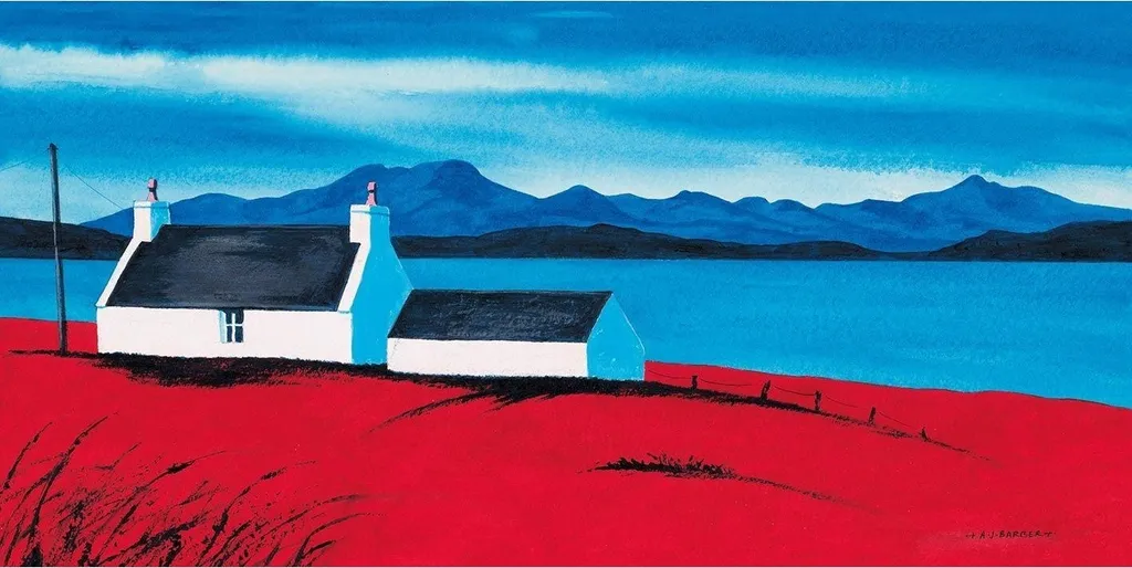 Tableau Mer pour Salon Anthony Barber Skye I Bleu Rouge sur Toile 30x60