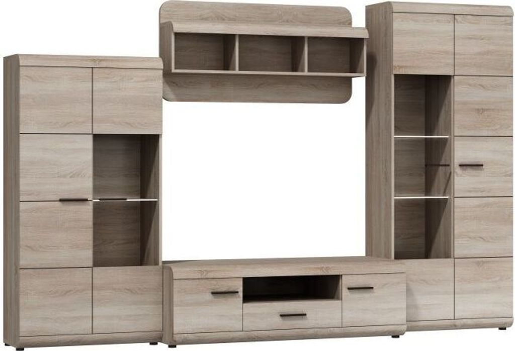 Wohnwand - Set C Gabes für Wohnzimmer, 4-teilig, Farbe: Produktbild 