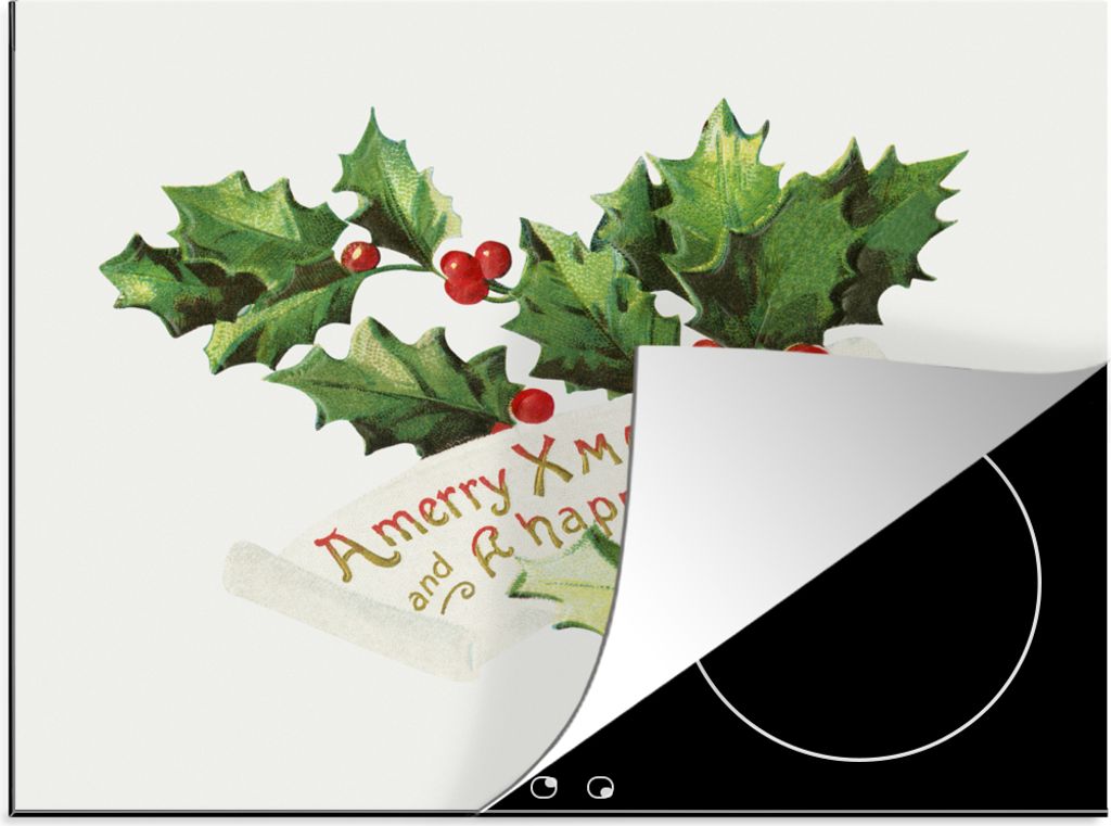 KitchenYeah Herdabdeckplatte Stechpalme - Weihnachten - Weihnachtsschmuck , 58x51cm, Küche Deko, Glaskeramikfeld Herdabdeckung, Abdeckplatte fù...