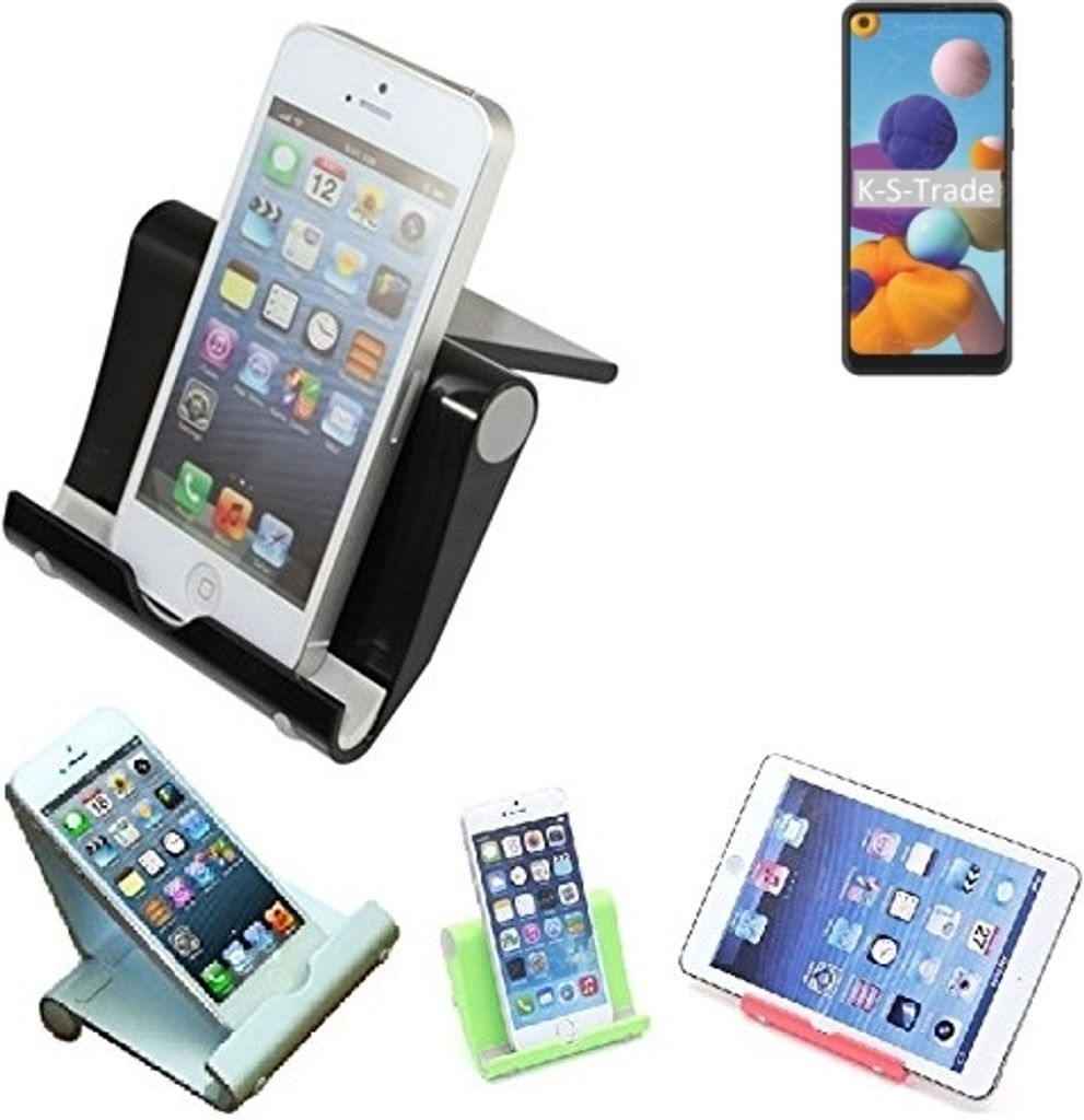 K-S-Trade Handy-Ständer kompatibel mit Samsung Galaxy A21 faltbarer Tischständer Smartphone Tablet Halterung Reise
