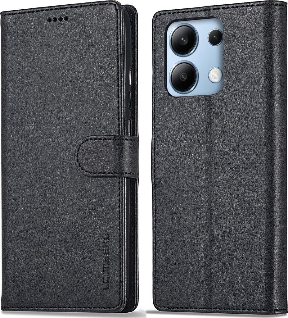 Hülle für Xiaomi Redmi Note 13 4G, Klapphüllen Brieftasche Leder Magnetverschluss Ständer Schutzhülle Schwarz