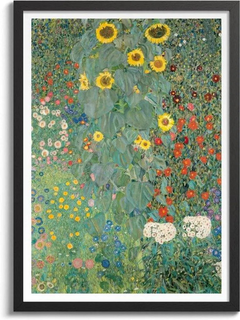 Tableau Décoratif Tournesols Giclée A5 - Décoration Murale Cadre Noir