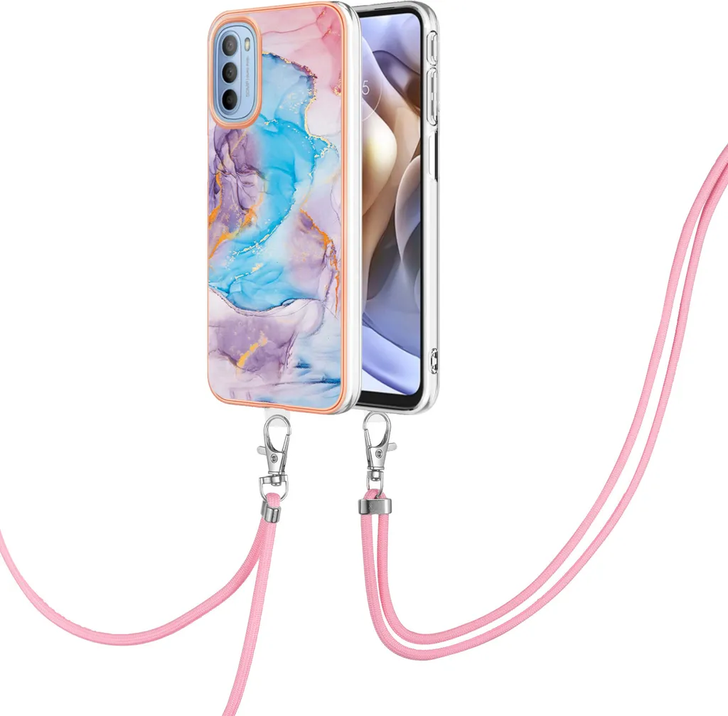 Custodia Motorola Moto G31 / G41 con Cordino Blu - Protezione TPU Fantasia