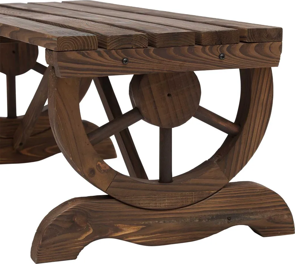 Petit banc rustique en bois de jardin durable pour terrasse et cour - 7
