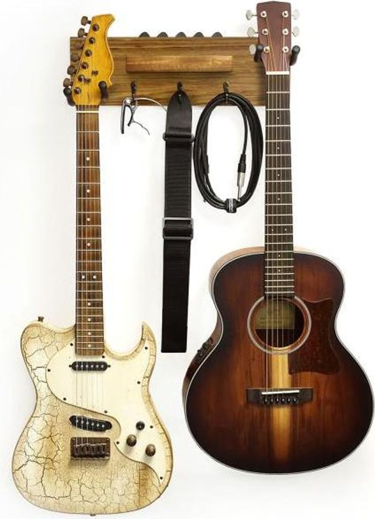 keepdrum Gitarren-Wandhalterung Ebony für 2 Gitarren und Zubehör
